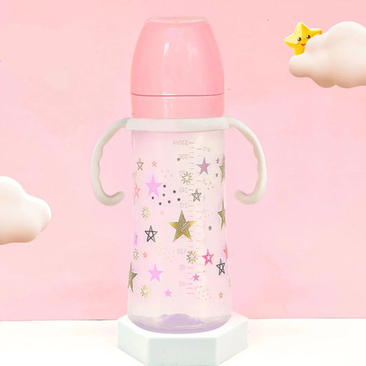 330ml Star Pattern Baby Bottle - Bite-Resistant, BPA-Free, Anti-Colic Design