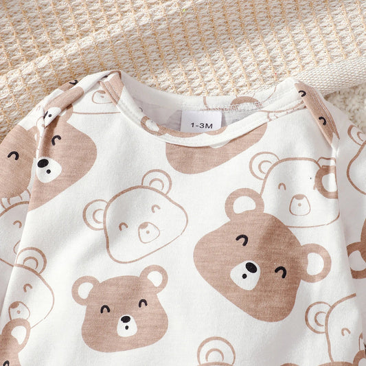 4PCS Baby Bear Outfit Set: Bodysuit, Pants, Hat & Socks